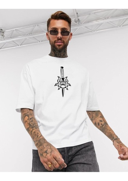 Skullcracked Baskılı Bisiklet Yaka Oversize Unisex Tshirt fiyatları
