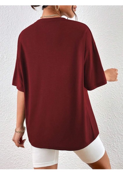 Cuidad De Los Angeles Baskılı Oversize Bisiklet Yaka Pamuk T-Shirt fiyatları