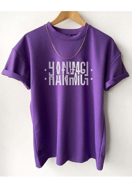 Hanımcı Yazılı Katlamalı Oversize T-Shirt