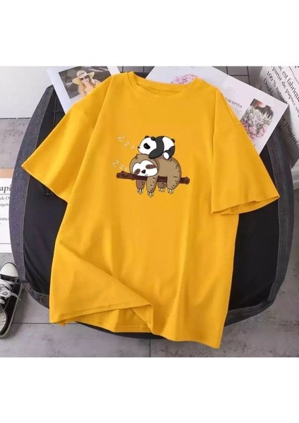 Kids Panda Koala Baskılı Oversize Çocuk T-Shirt