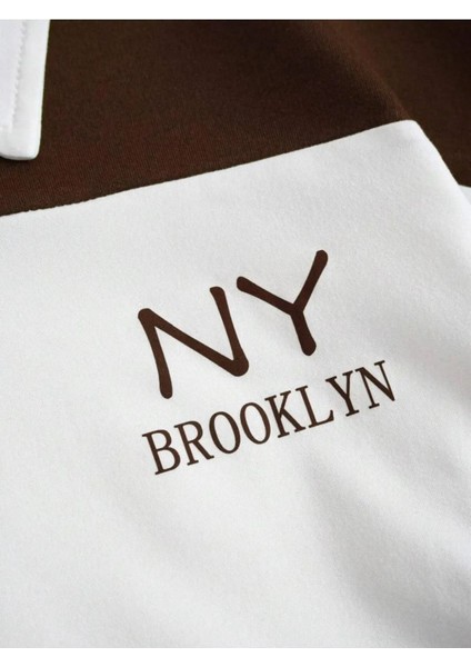 Büyük Beden Unisex Ny Brooklyn Parçalı Baskılı Kısa Kol %100 Pamuk T-Shirt modelleri