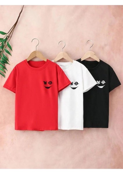 Çocuk Baskılı 3'lü Set Pamuklu Oversize T-Shirt