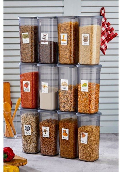 Kapaklı 12'li Gri Saklama Kabı Seti, 1750 Ml, Dayanıklı ve Şık Tasarım