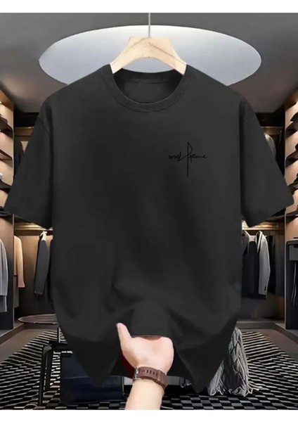 Unisex Yazı Baskılı Oversize T-Shirt