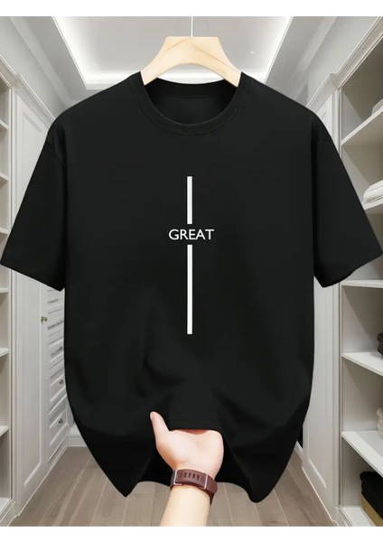 Unisex Great Baskılı Oversize T-Shirt