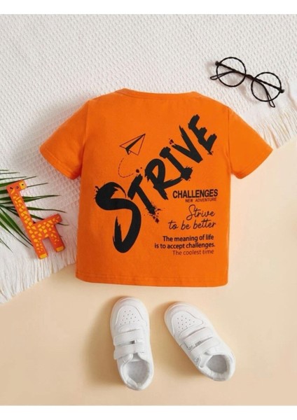 Strive Challenges Ön ve Arka Baskılı Oversize Çocuk T-Shirt