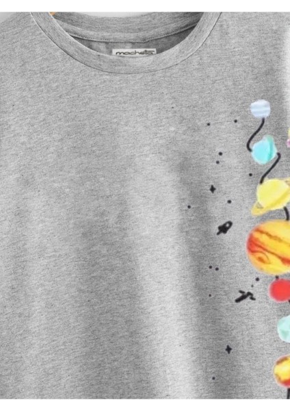Kids Astronot Balon Gezegenler Baskılı Oversize Çocuk T-Shirt fiyatları
