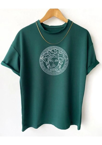 Unisex Tasarım Basklı Oversize T-Shirt