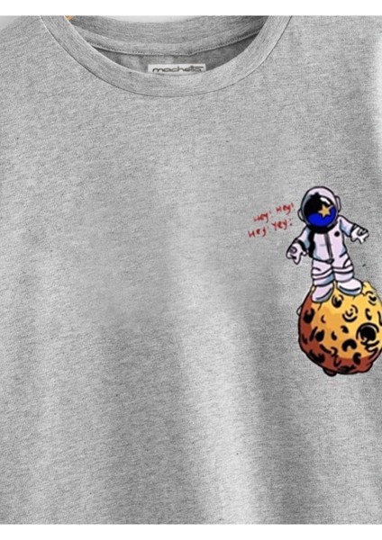 Kids Unisex Gri The Galaxy Gezegen Baskılı Oversize Bisiklet Yaka Çocuk Tshirtü modelleri