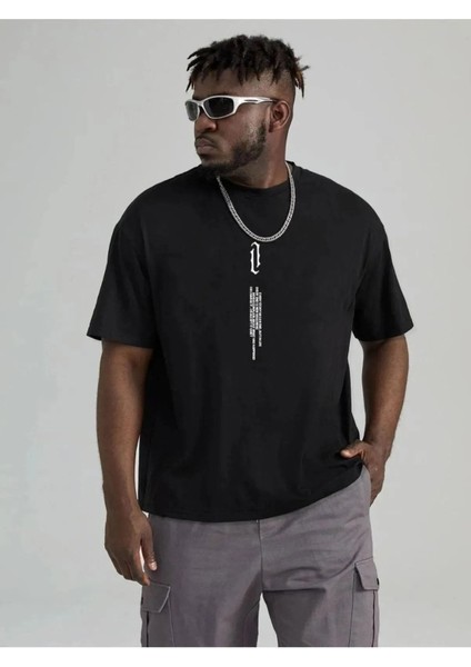 Dikey Every Baskılı Oversize Bisiklet Yaka T-Shirt fiyatları