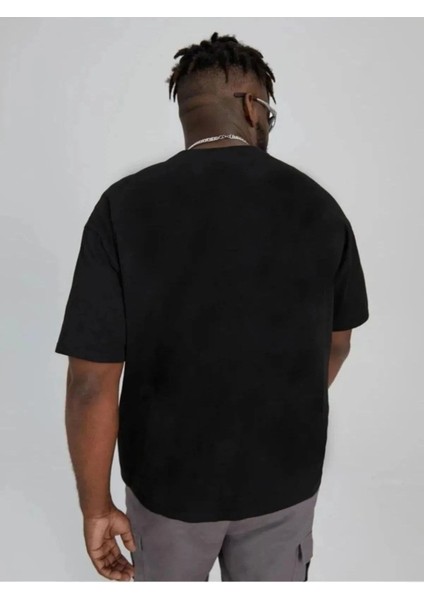 Dikey Every Baskılı Oversize Bisiklet Yaka T-Shirt modelleri