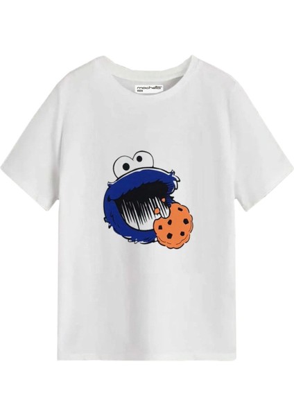 Kids Beyaz Zürafa,dinazor ve Kurabiye Canavarı Baskılı 3'lü Oversize Çocuk T-Shirtü Seti modelleri