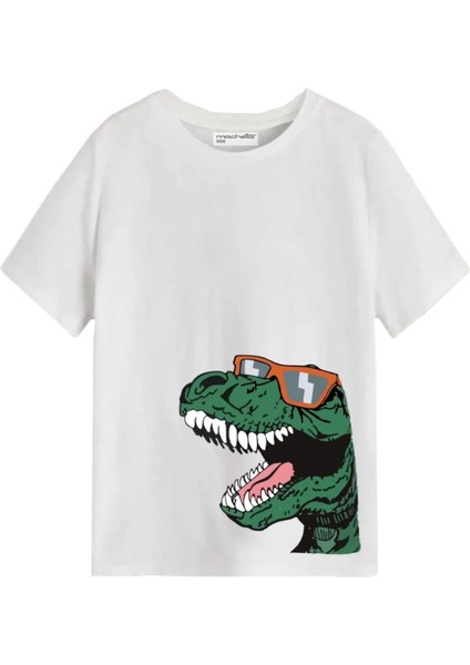 Kids Beyaz Zürafa,dinazor ve Kurabiye Canavarı Baskılı 3'lü Oversize Çocuk T-Shirtü Seti fırsatları