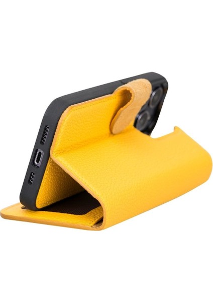 Mulvxurg URG02 Apple Iphone 13 Pro Uyumlu Deri Cüzdanlı Kılıf FL12 Sarı (Mulvix) modelleri