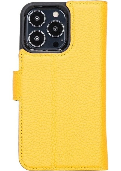 Mulvxurg URG02 Apple Iphone 13 Pro Uyumlu Deri Cüzdanlı Kılıf FL12 Sarı (Mulvix) fırsatları