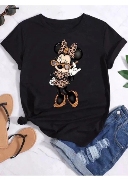 Unisex Mickey Mousse Baskılı Oversize T-Shirt