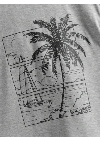 Sahil Kenarı(Beach) Baskılı Oversize Bisiklet Yaka Pamuklu Çocuk T-Shirt modelleri