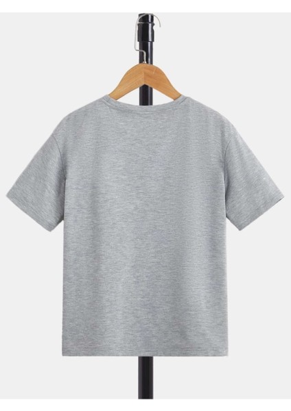 Gözlüklü Çizim Tavşan Baskılı Oversize Bisiklet Yaka Pamuklu Çocuk T-Shirt fiyatları