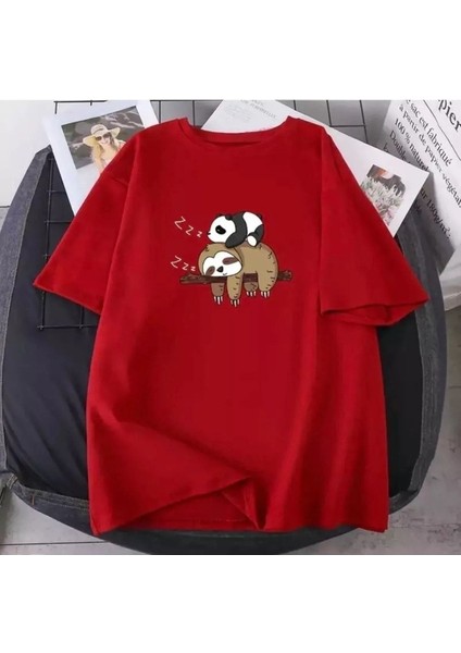 Kids Panda Koala Baskılı Oversize Çocuk T-Shirt