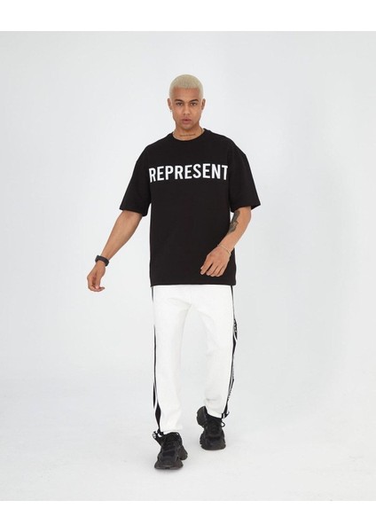 Göğüs Detaylı Represent Owners' Club Baskılı Oversize Pamuk T-Shirt modelleri