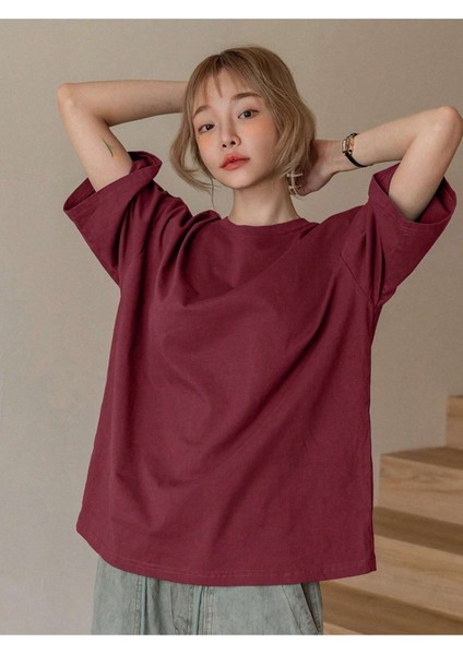 Bordo Fructification Baskılı Oversize T-Shirt fiyatları