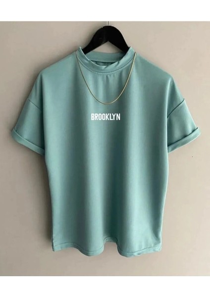 Kids Brooklyn Baskılı Su Yeşili Oversize T-Shirt