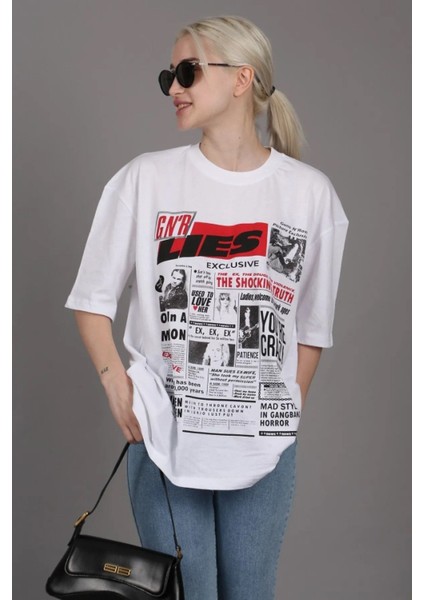 Lies Exclusive Ön ve Arka Baskılı Oversize T-Shirt fırsatları
