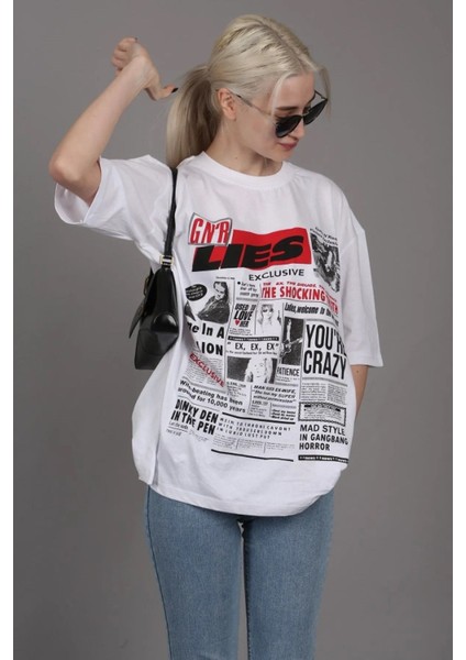 Lies Exclusive Ön ve Arka Baskılı Oversize T-Shirt indirimleri