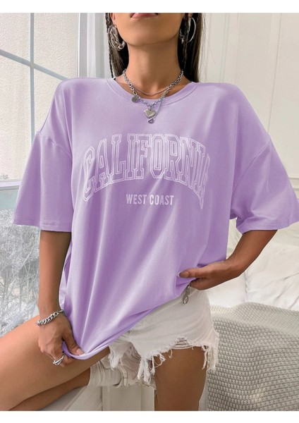 Büyük Beden Özel Tasarım California West Coast Baskılı 2023 Yaz Sezonu Oversize T-Shirt fırsatları