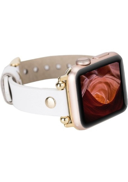 Mulvxurg URG02 Apple Watch Uyumlu Deri Kordon 38-40-41MM Frg F3 Beyaz (Mulvix)
