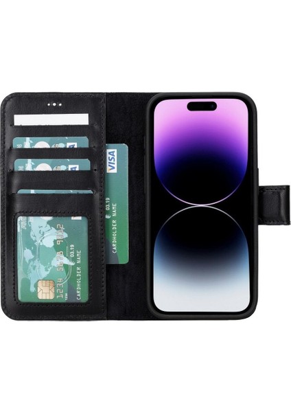 Mulvxurg URG02 Apple Iphone 15 Pro Uyumlu Deri Cüzdanlı Kılıf Mwwn Rst1 Siyah (Mulvix) fiyatları