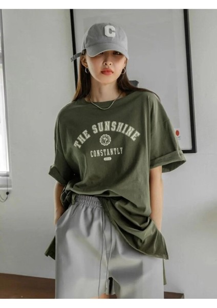 The Sunshine Baskılı Bisiklet Yaka Oversize Unisex T-Shirt