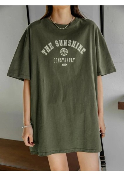 The Sunshine Baskılı Bisiklet Yaka Oversize Unisex T-Shirt modelleri
