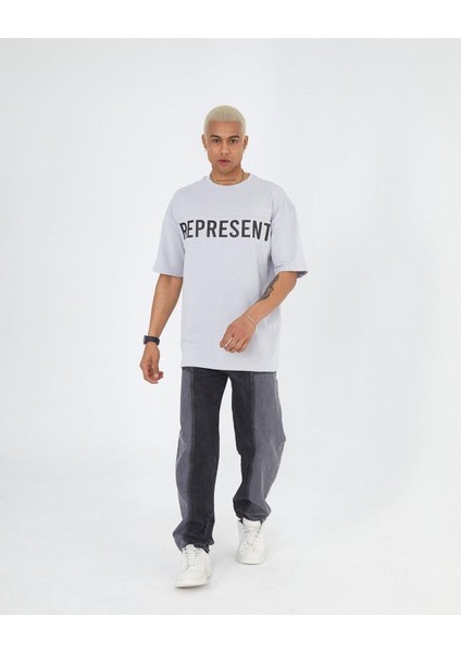Göğüs Detaylı Represent Owners' Club Baskılı Oversize Pamuk T-Shirt