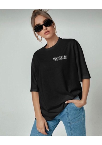 Unisex Oversize Osaka Baskılı Beyaz T-Shirt modelleri