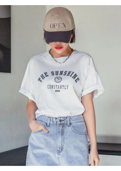 The Sunshine Baskılı Bisiklet Yaka Oversize Unisex T-Shirt fiyatları