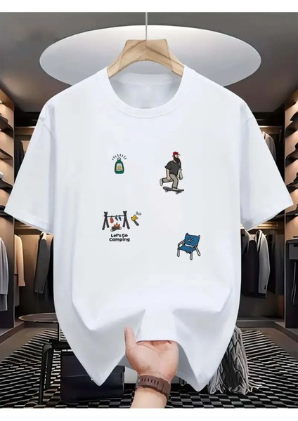 Unisex Büyük Beden Minimal Baskılı Oversize %100 Pamuk T-Shirt