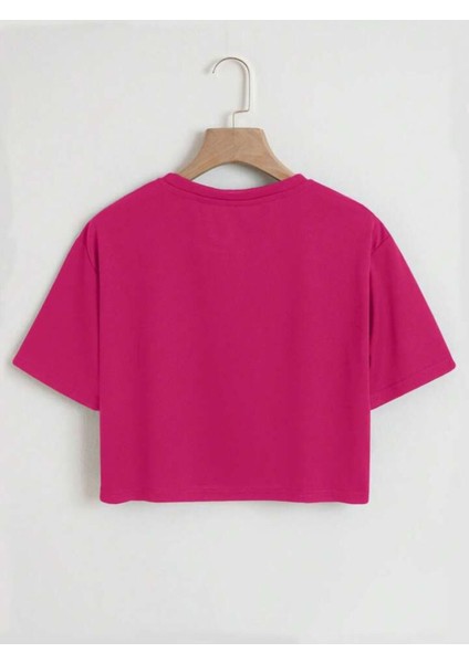 Unisex Kalp Baskılı Oversize Crop T-Shirt modelleri