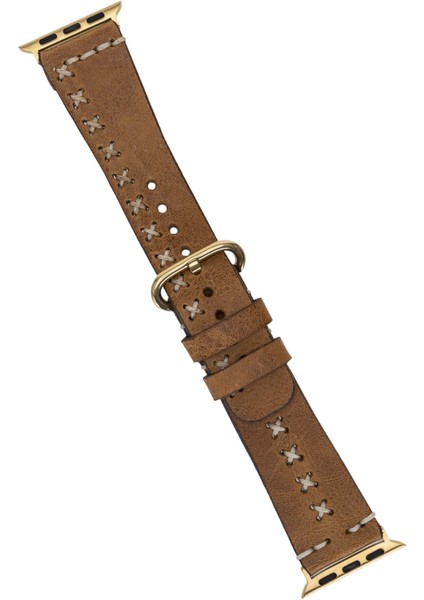 Mulvxurg URG02 Apple Watch Uyumlu Deri Kordon 42-44-45MM Aqua V18 Taba (Mulvix) modelleri
