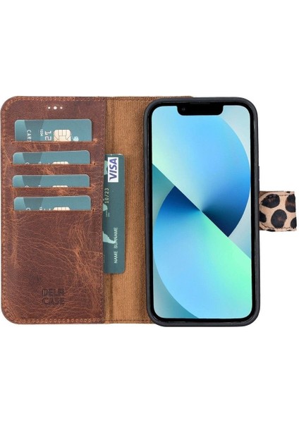 Mulvxurg URG02 Apple Iphone 13 Pro Uyumlu Deri Cüzdanlı Kılıf Leopar Desen (Mulvix) fırsatları