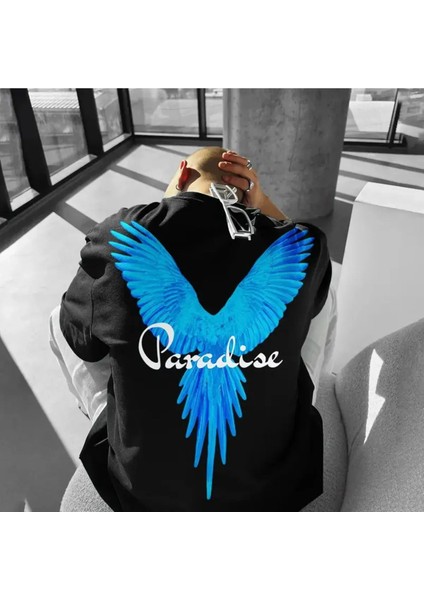 Unisex Büyük Beden Paradise Baskılı Oversize T-Shirt