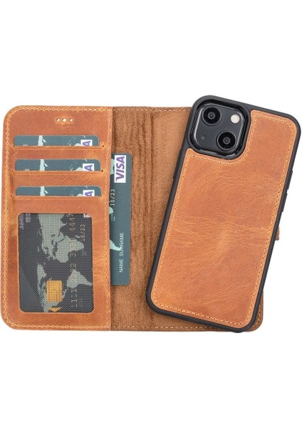 Mulvxurg URG02 Apple Iphone 13 Mini Uyumlu Deri Cüzdanlı Kılıf G19 Taba (Mulvix)