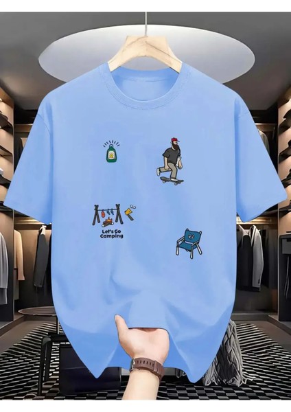 Unisex Büyük Beden Minimal Baskılı Oversize %100 Pamuk T-Shirt