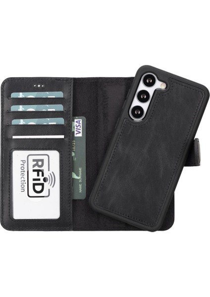 Mulvxurg URG02 Galaxy S23 Uyumlu Deri Cüzdanlı Kılıf Rst1 Siyah (Mulvix)