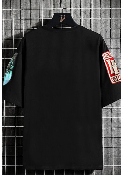 Unisex Büyük Beden Lucky Baskılı Oversize Bisiklet Yaka Tshirt fiyatları