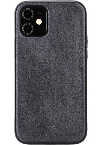 Mulvxurg URG02 Apple Iphone 12 Mini Uyumlu Deri Arka Kapak Rock Rst1 Siyah (Mulvix)