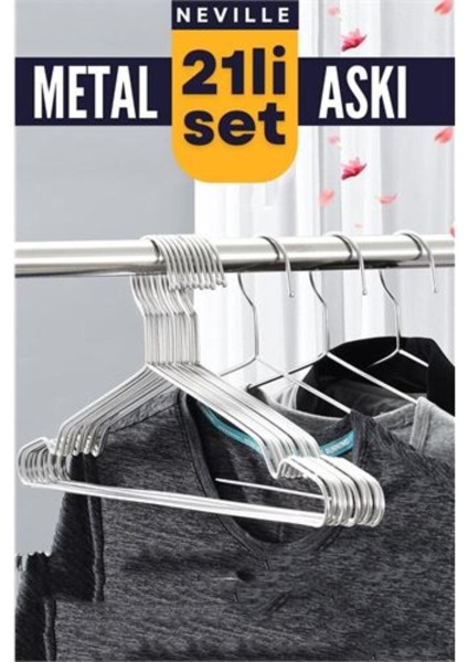 Çok Renkli 21 Adet Metal Askı Seti ile Düzenli ve Şık Saklama Alanları