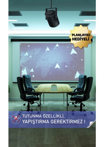 Beyaz 150X220CM Statik Kağıt Projeksiyon Perdesi ve Planlayıcı Hediye