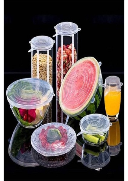 Tazeliği Koruyan 6'lı Silikon Streç Kapaklar - Beyaz ve Siyah Set fiyatları