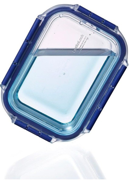 Dörtgen Kilitli Saklama Kabı, 1.0 Lt, Mavi ve Turuncu Renk Seçenekleri